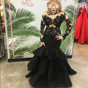Sherri  hill black lace prom dress gown